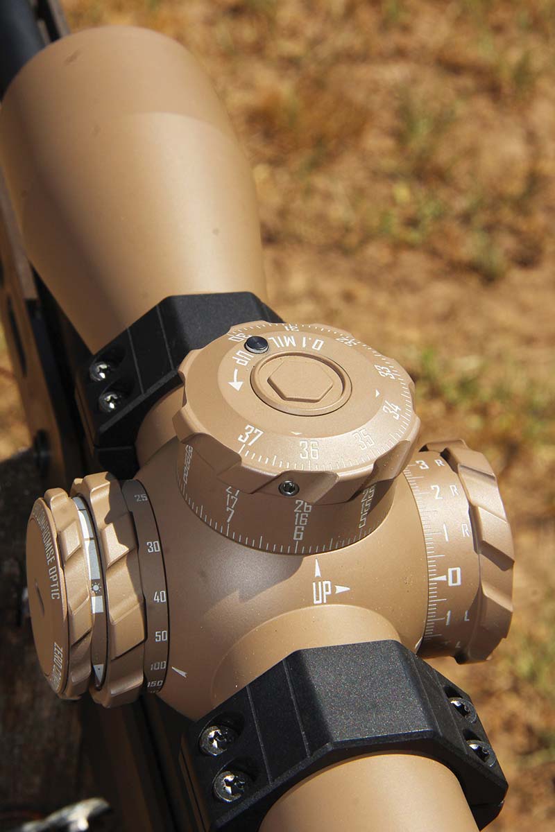 The elevation turret includes a pop-up tab that shows shooters at a glance when they have gone  past a full rotation. The tab pops up after one complete revolution.